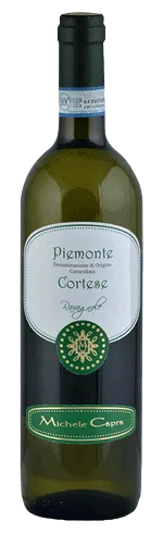 Bottiglia di Piemonte Cortese DOC dell'azienda vitivinicola Michele Capra.