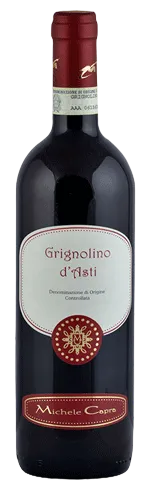 Bottiglia di Grignolino d'Asti DOC dell'azienda vitivinicola Michele Capra.